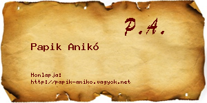 Papik Anikó névjegykártya